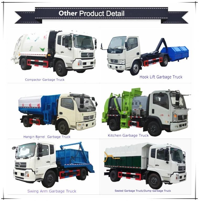 New 3-Wheelers 2ton Roll Arm Container Garbage Truck Hooklifter Pick-up Trucks for Sale