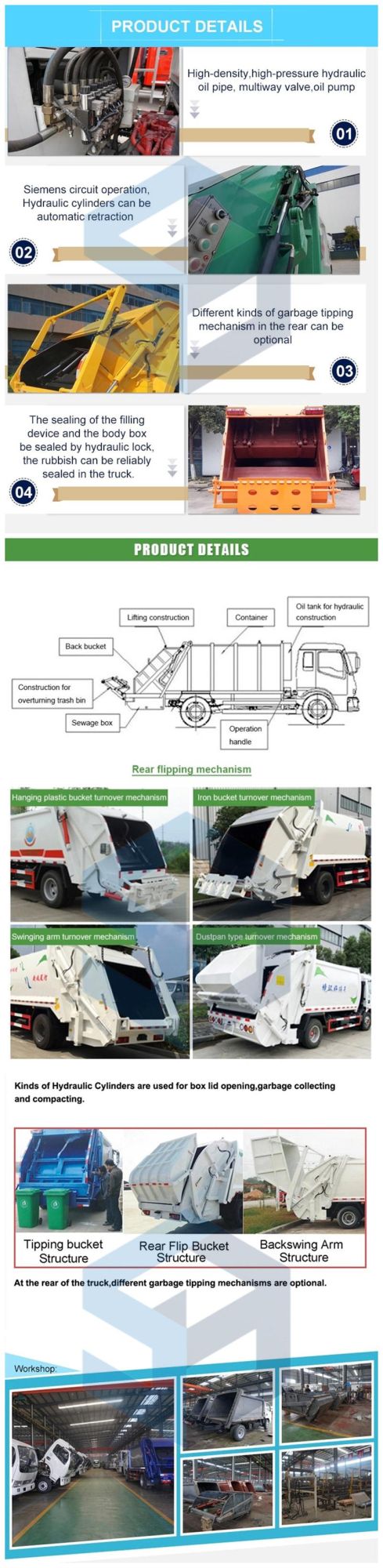 Left Hand Drive Garbage Truck Container Side Loader Rear Loading Compactor Garbage Truck