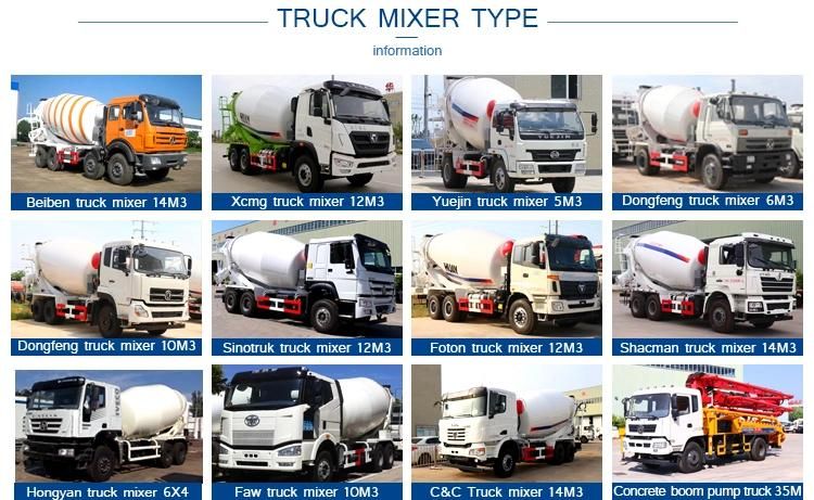 Saic Yuejin Offroad Truck Concrete Cement Mixer Vehicle 5ton-10 Ton 4X2 /4X4