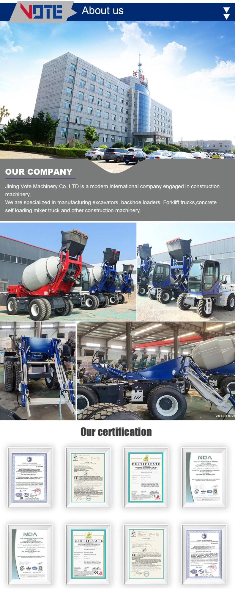 Mini Mixer Truck Concrete Mixer Truck Self Loading Truck Concrete Mixer with Price Vote China