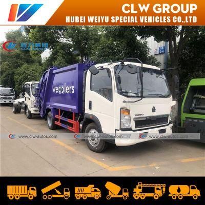 HOWO 5cbm 5000L Sanitation Self- Compressed 3tons Garbage Compactor Truck