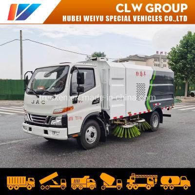 Vacuum Cleaning 4 Brushes Stainless Steel Tank JAC Vacuum Road Sweeper Truck in 5ton Loading with Dust Tank &amp; Water Tank