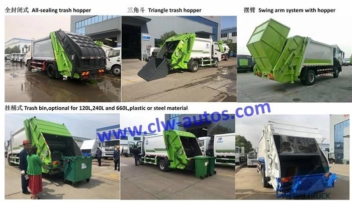 Dongfeng D9 Model 4X2 12cbm 12000liters Garbage Compactor Truck Waste Removal Truck with Snow Shovel