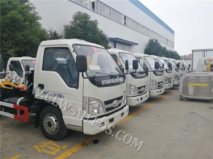 Foton 1tons 2tons Mini Sanitation Recycling Hook Lifting Garbage Truck for Community Using