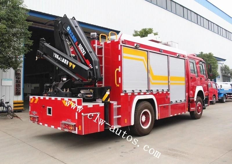 Sinotruk HOWO 4X2 Fire Truck Emergency Rescue Truck Firefighting Truck with Search Light and Crane and Winch