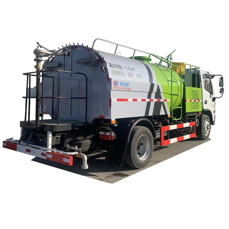 DFAC 4X2 High-Pressure Sewer Flushing Vehicle with 8 M3 Water Tanker and Water Cannon Fixed on The Operation Platform for Sales