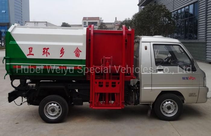 China Factory Price Foton 2000liters 2cbm Side Loading Hanging Barrel Garbage Truck