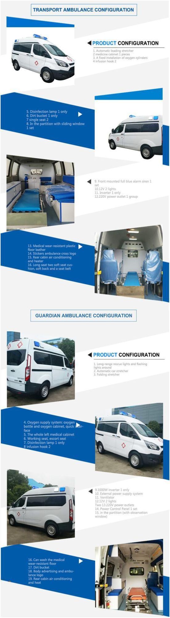 Diesel Engine Hospital Ambulance Vehicle with Emergency Equipment