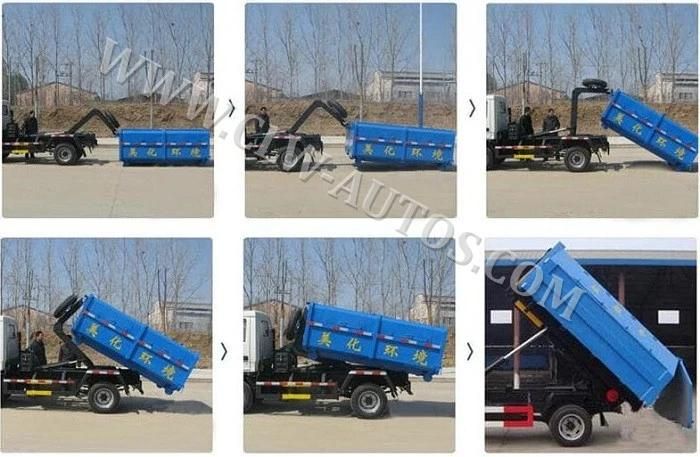 4X2 Dongfeng 3cbm 4cbm Mini Hook Lift Garbage Truck