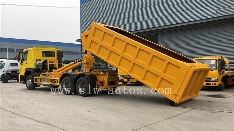 Sinotruk HOWO 6X4 Rhd Hydraulic Hooklift Garbage Truck with 20m3 Garbage Container