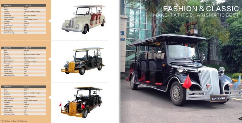 Fashion Shape Design Four-Wheeled 11 Person Sightseeing Club Car (Lt-S8+3)