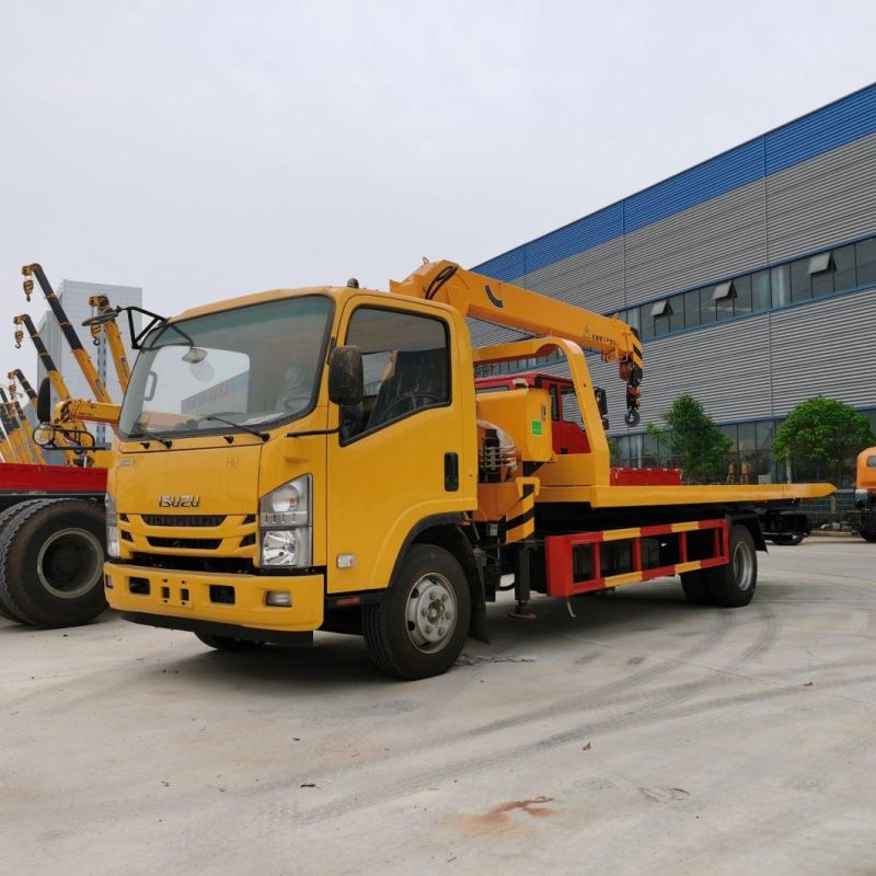 Qingling Wushiling Wrecker with Crane 4 Ton Flatbed Towing Wrecker with 5 Tons Crane for Sales