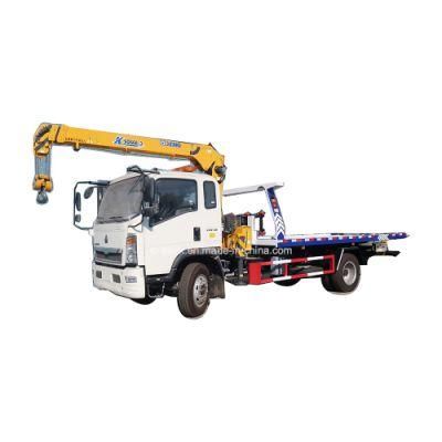 HOWO 4X2 Flatbed Wrecker Towing Truck with Crane Cheap Tow Truck for Sale