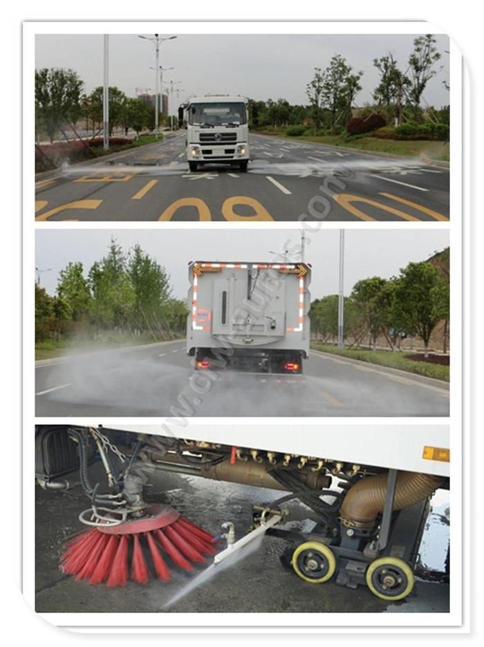 Dongfeng 15m3 8tons High Quality Big Road Cleaning Sweeper Truck with Brush and High Pressure Water Sprinkler