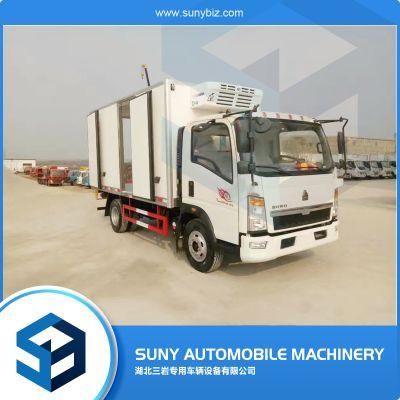 Factory Price Sino HOWO 2-5 Tons 6 Wheeler Refrigerator Freezer Food Box Truck in Philippines Used