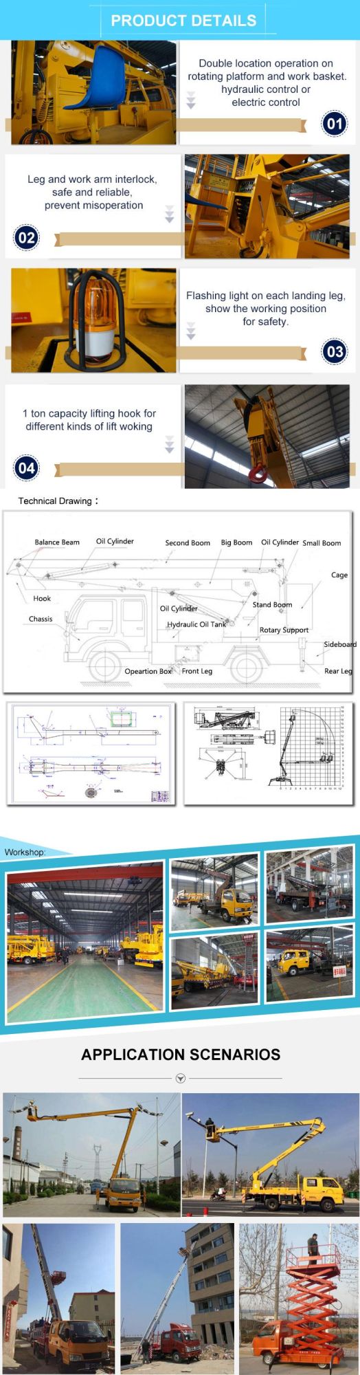 Isuzu Civic Utility 16meter Bucket Crane High Aerial Platform Truck