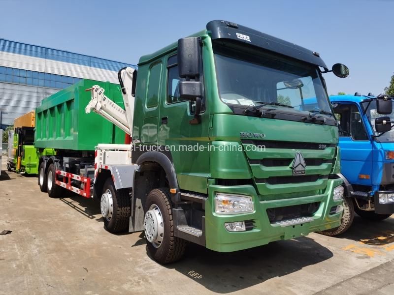 HOWO 8X4 Hook Lift Garbage Truck with Crane