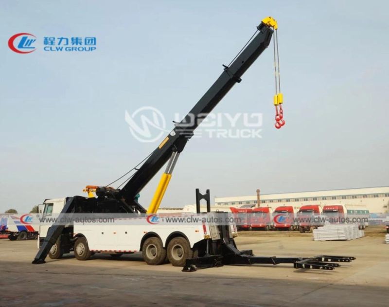 HOWO 8X4 50tons 50 Tons 50mt 360 Degree Rotation Rotatory Road Recovery Wrecker Tow Truck with Rotary Boom