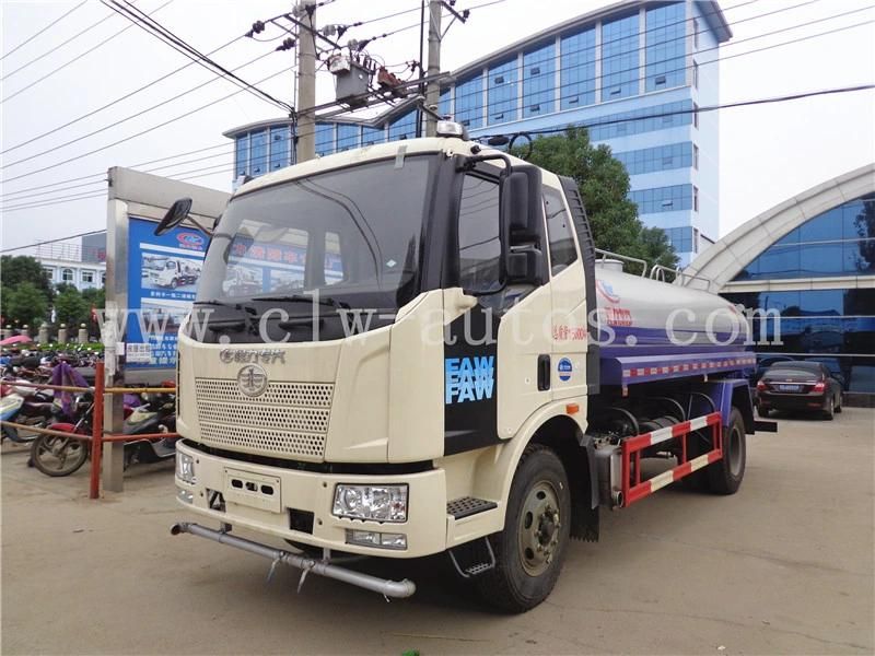 China FAW Brand 10000liters 10cbm Water Bowser Truck Water Sprinkler Tank Truck with Cheap Price