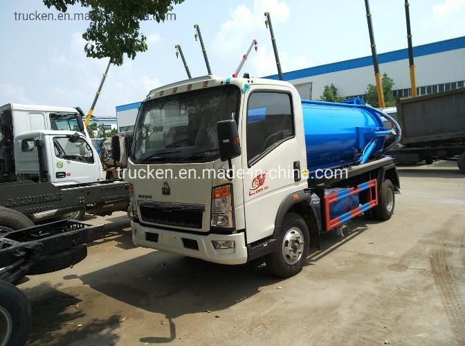 HOWO Brand 3m3 3000L 5000L Vacuum Pump Small Sewage Suction Truck