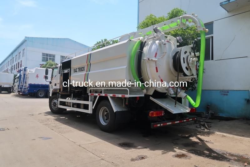 Foton 4X2 10m3 Combine Vacuum Jetting Flushing Truck Clean Water Tank 4000liter Septic Sewage Tanker 6000liter