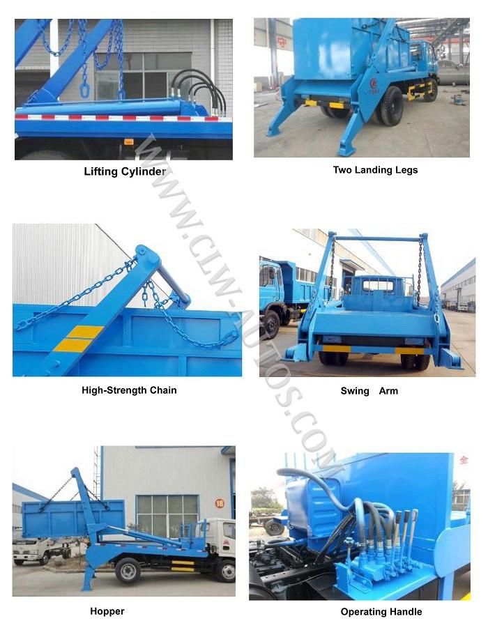 China Truck Dongfeng 4X2 4cbm Swing Arm Garbage Collection Skip Loader Waste Garbage Truck