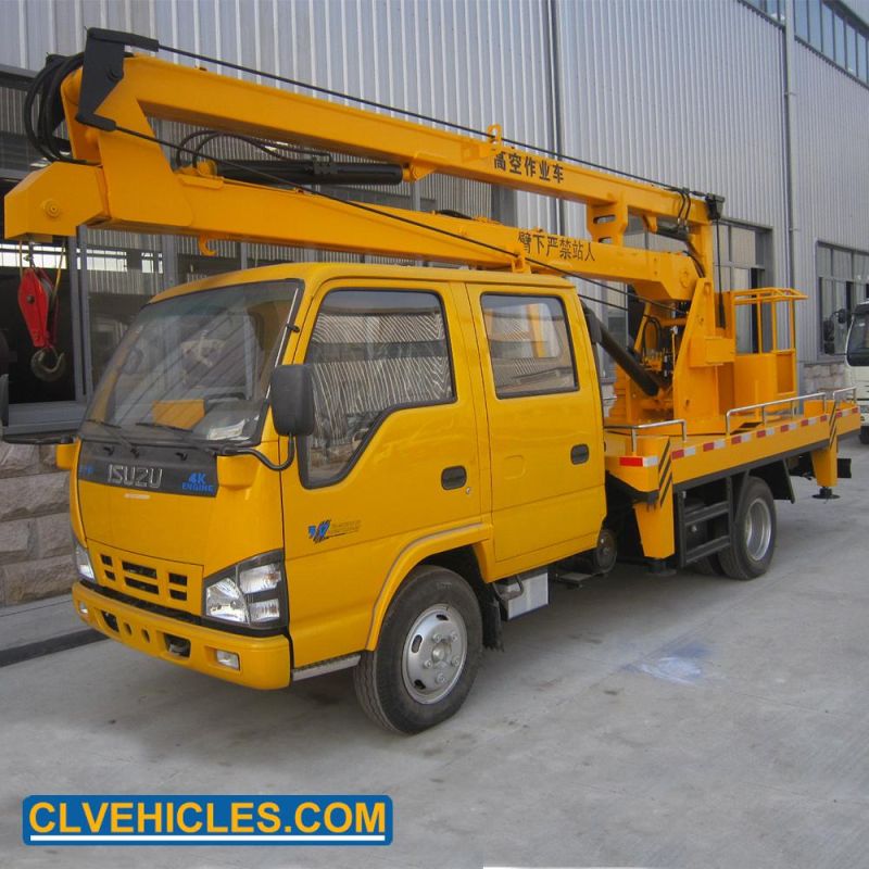 Isuzu Isolated Basket Crane Truck Hydraulic Aerial Platform Truck