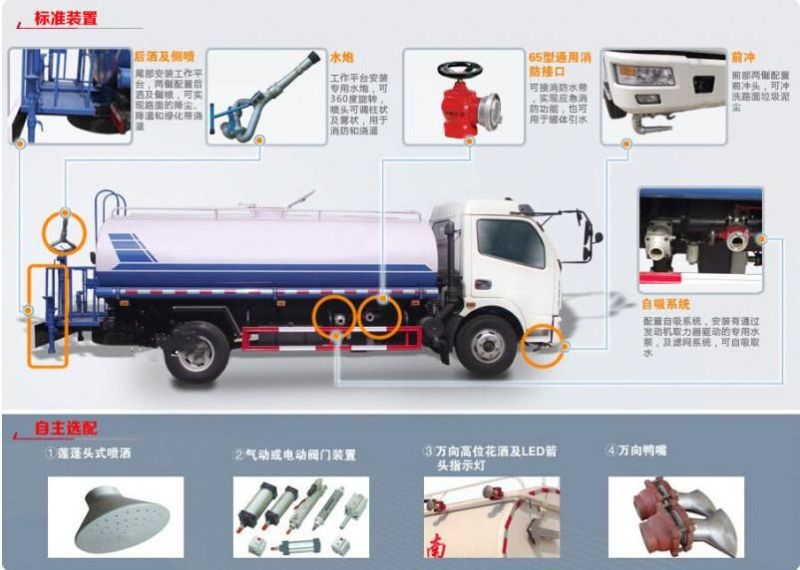 Mini Dongfeng 4X2 Water Tank Trucks 12000liters for Sale