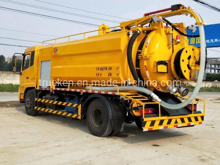 Dongfeng 12m3 Vacuum Sludge Suction Cleaning Truck 13m3 Sewer Waste Jetting Car