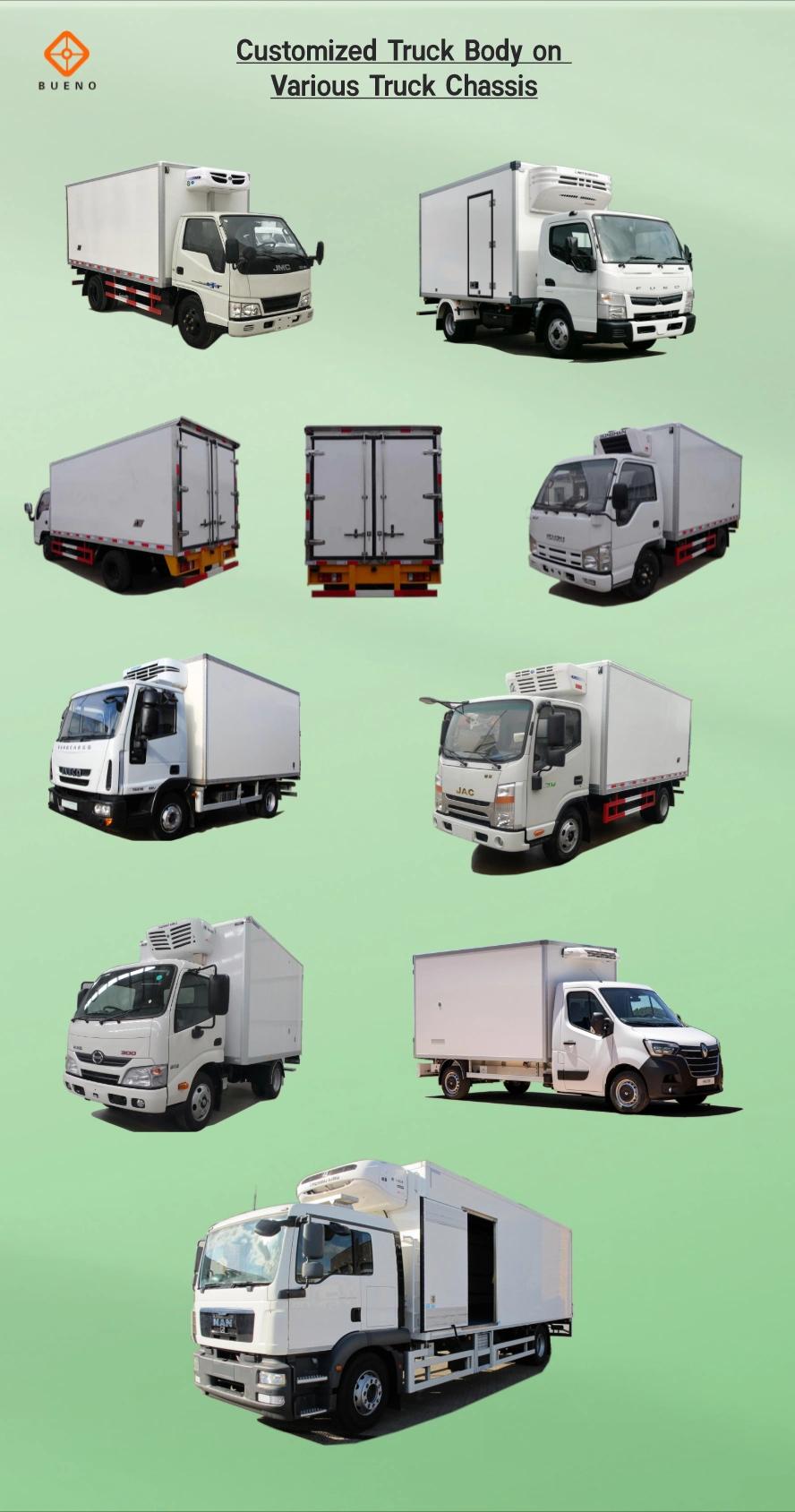 Bueno China New Bueno 3t 4t Cold Storage Truck Refrigerated Truck Body for Isuzu Hino Renault Fuso Nissan Refrigerated Truck