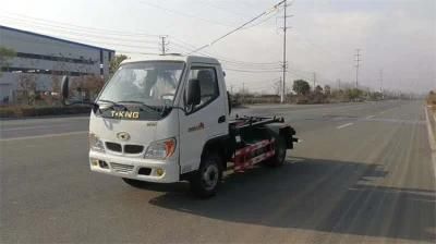 Small T-King Self Loading Hook Lift Garbage Truck with 3cbm Dustbin Container