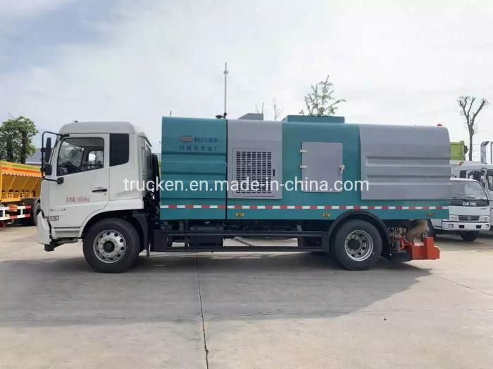 99% Cleaning 10tons Dongfeng Vacuum Sweeper Truck for Heavy Dust Road Street Sweeping Without Brush with Road Water Flushing Devices