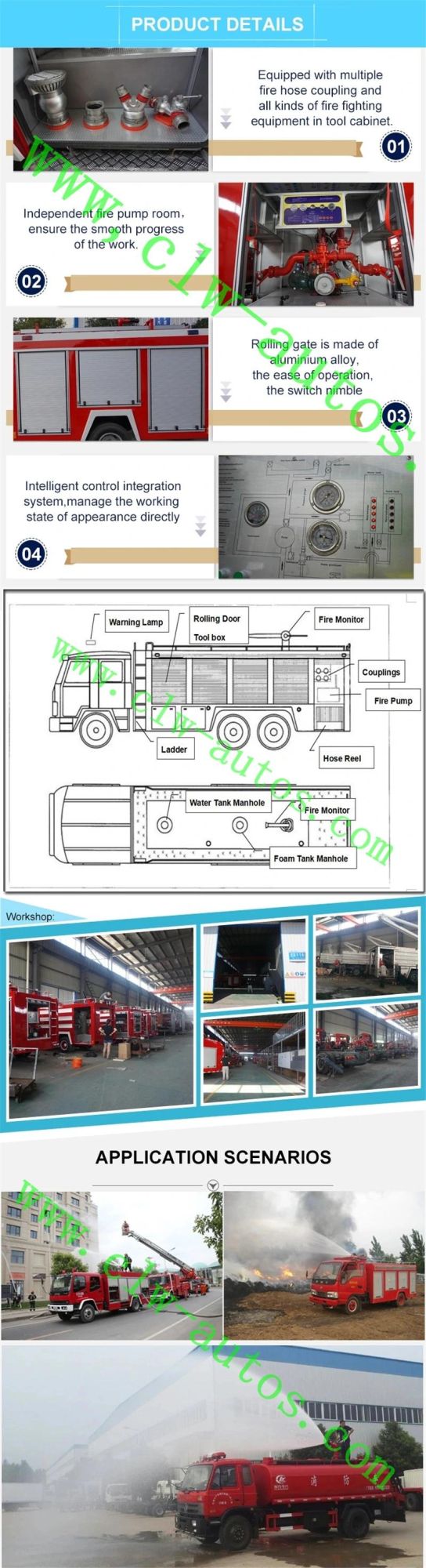 Sinotruk HOWO 4X2 6000liters 6cbm Water and Foam Tank Fire Fighting Truck