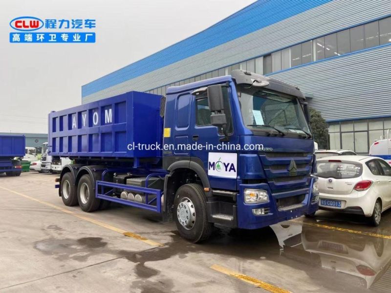 Good Quality HOWO 6X4 Hook Lift Garbage Truck 18m3 20m3 for Garbage Truck Height