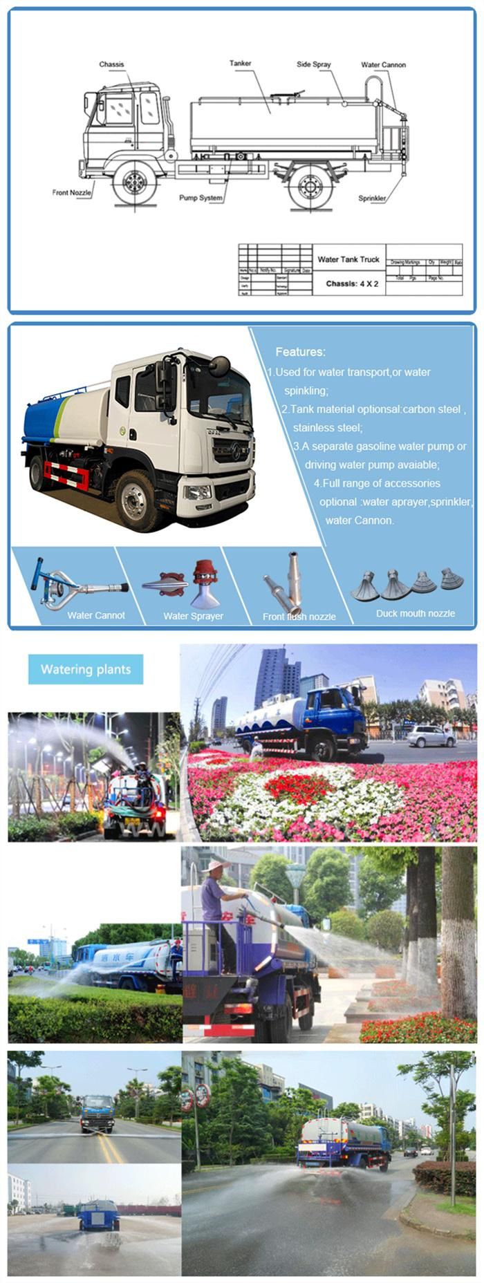 High Quality Battery Electric Dongfeng 10tons 10cbm Water Sprayer Tank Truck