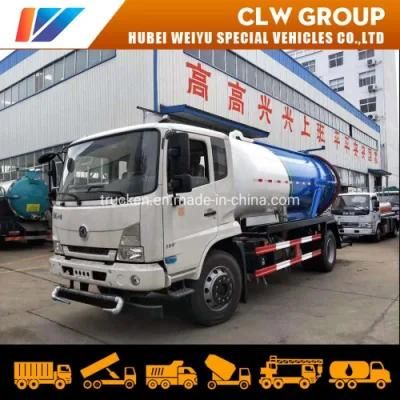 Dongfeng 4*2 New 11m3 11000liters Diesel Engine 180HP 6mm Carbon Steel High Pressure Sewage Suction Tanker Truck