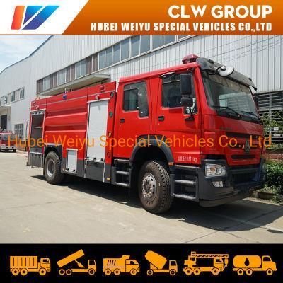 HOWO 6-Wheel 6000liters Water and 2000L Foam Fire Trucks Diesel 8tons Foam Tank Fire Truck