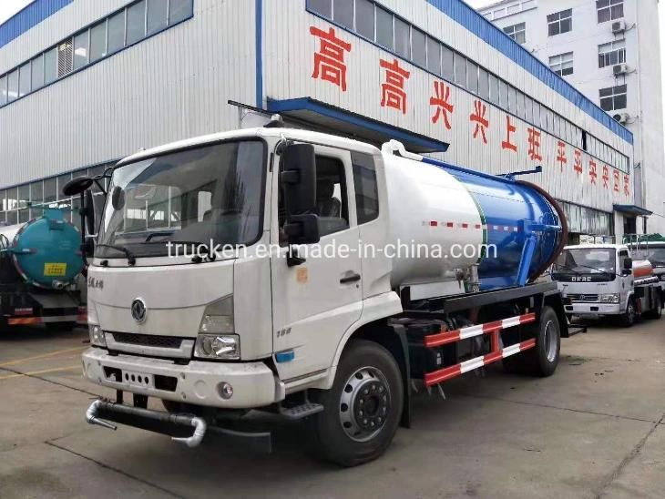 Dongfeng 4*2 New 11m3 11000liters Diesel Engine 180HP 6mm Carbon Steel High Pressure Sewage Suction Tanker Truck