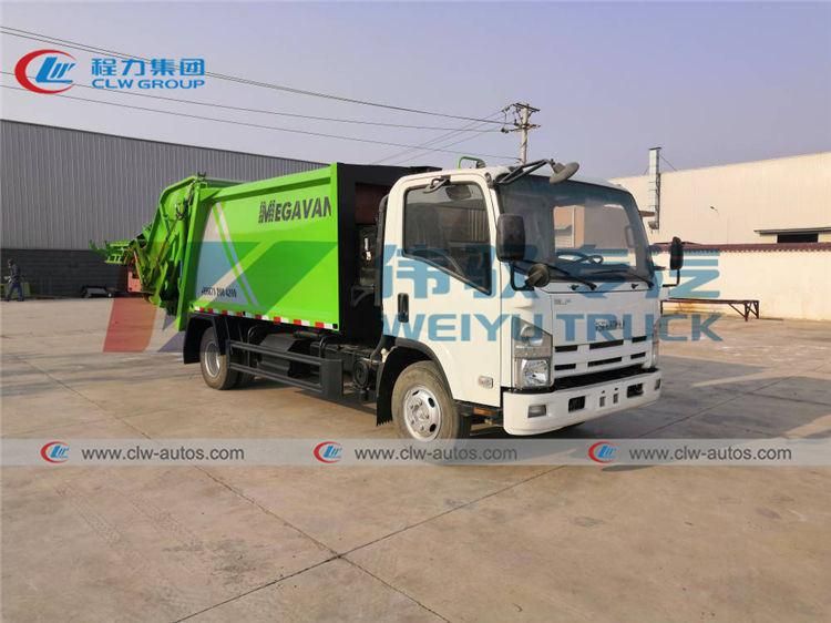 Isuzu 700p 8cbm Rear Loader Garbage Compactor Truck 4tons 5tons Compressed Garbage Truck