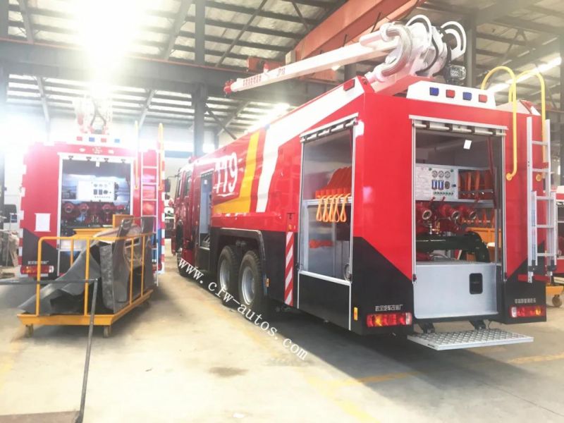 China Sinotruk HOWO 6X4 Fire Rescue Water and Foam Tank 18 - 25m Aerial Water Tower Tender Fire Truck 10, 000liters Fire Fighting Truck