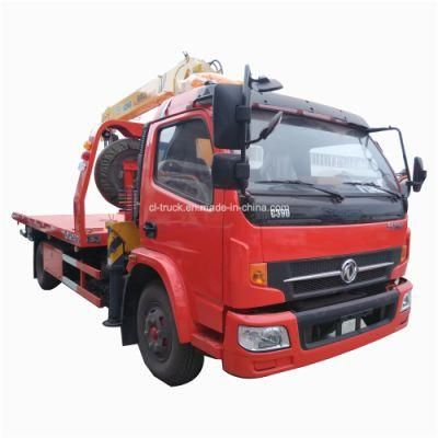 Dongfeng 4X2 Rhd 4 Tons Sliding Rotator Flatbed Wrecker Tow Truck with Crane