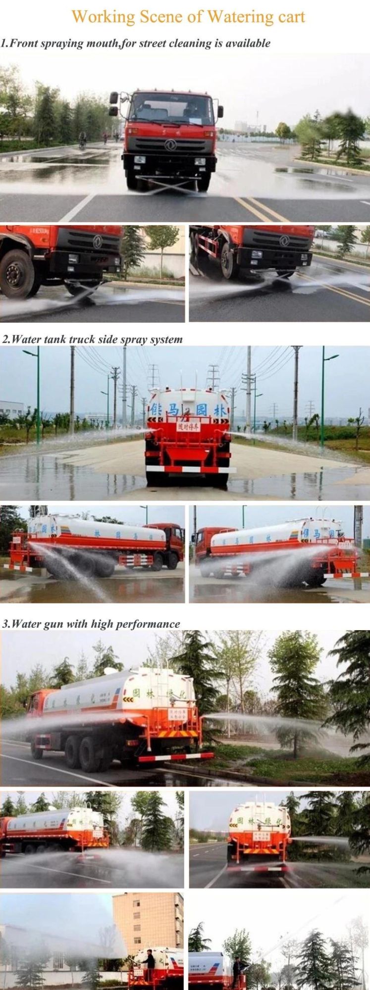 290HP /336HP Sino HOWO 20000 Liters Heavy Special Water Tanker Truck 6X4 Watering Cart Transport Sprinkler Spray Water Tank Bowser Truck