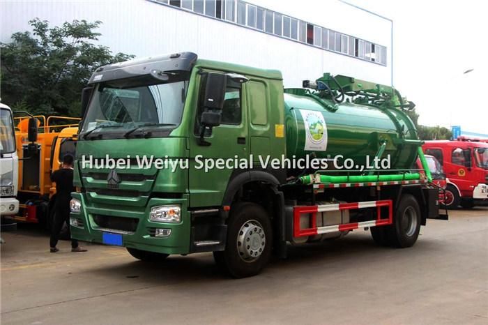 Sinotruk HOWO 10, 000liter Sewage Suction Truck with High Efficiency Italy Jurop Vacuum Pump Septic Tanker Truck