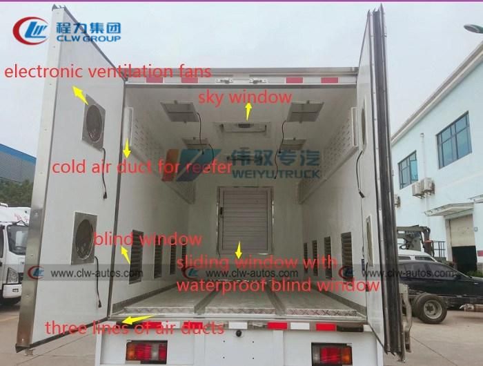 China Made Small Dongfeng Intelligent Live Baby Chick Day Old Chicken Transport Double Temperature Unit Poultry Delivery Truck