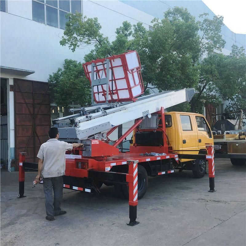 Truck Mounted Telescopic Ladder Truck for House Building Goods Lift and Download (House Furniture Moving Cherry Picker Hydraulic 28 M Aerial Platform Ladder)