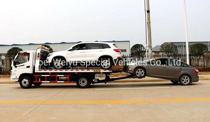 Popular Chinese Sinotruk HOWO 4X2 Platform Towing Truck 4t Flatbed Road Rescue Wrecker Truck