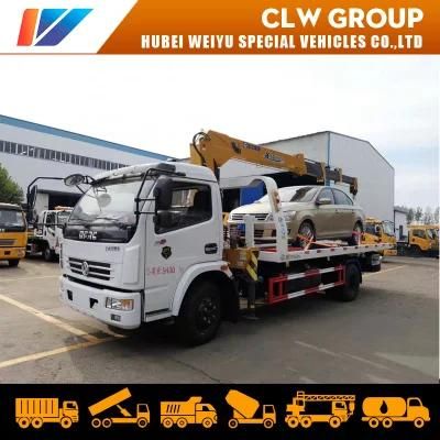 Road Recovery Dongfeng Integrated Tow and Crane Mounted 4ton Wrecker Truck