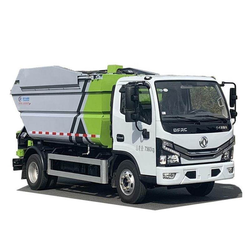 High Efficient DFAC 7m3 Rear Loading Compressed Garbage Truck with Hydraulic Lifting Box for Unloading Garbage