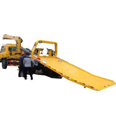 Dongfeng 6 Wheel Rhd Flatbed Tilt Tray Tow Wrecker Truck with 4ton Crane 4X4 /4X2