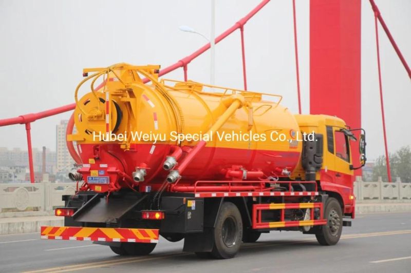 Low Price Dongfeng Large Capacity of Vacuum Truck 10m3 High Pressure Jetting Vehicle Cleaning Sewage Suction Tanker Truck